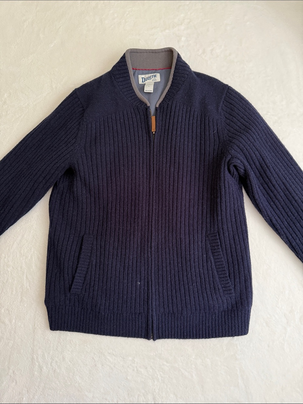 Duluth Trading Co Navy Ribbed Full-Zip Sweater Jacket